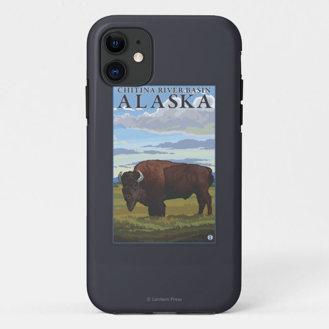 Bison-Szene - Chitina Flusseinzugsgebiet, Alaska Case-Mate iPhone Hülle (Rückseite)