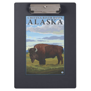 Bison-Szene - Chitina Flusseinzugsgebiet, Alaska Klemmbrett