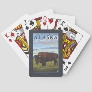 Bison-Szene - Chitina Flusseinzugsgebiet, Alaska Spielkarten