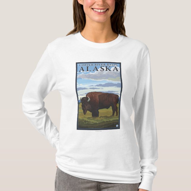 Bison-Szene - Copper River Becken, Alaska T-Shirt (Vorderseite)