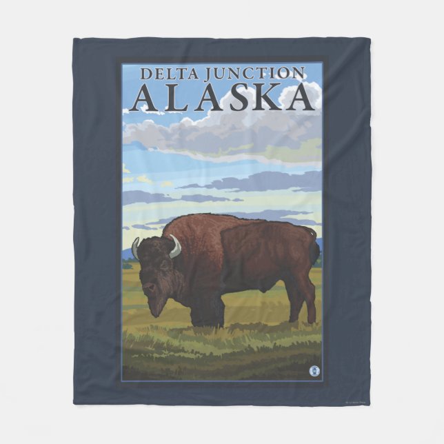 Bison-Szene - Deltakreuzung, Alaska Fleecedecke (Vorderseite)