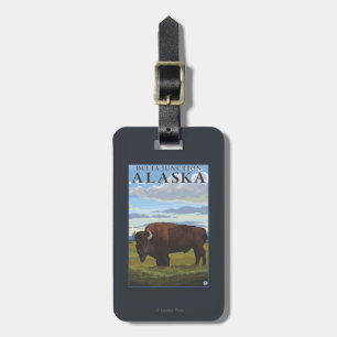 Bison-Szene - Deltakreuzung, Alaska Gepäckanhänger