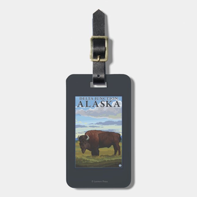 Bison-Szene - Deltakreuzung, Alaska Gepäckanhänger (Vorderseite vertikal)