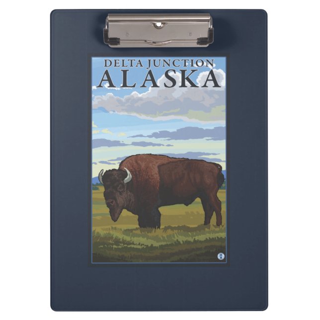 Bison-Szene - Deltakreuzung, Alaska Klemmbrett (Vorderseite)