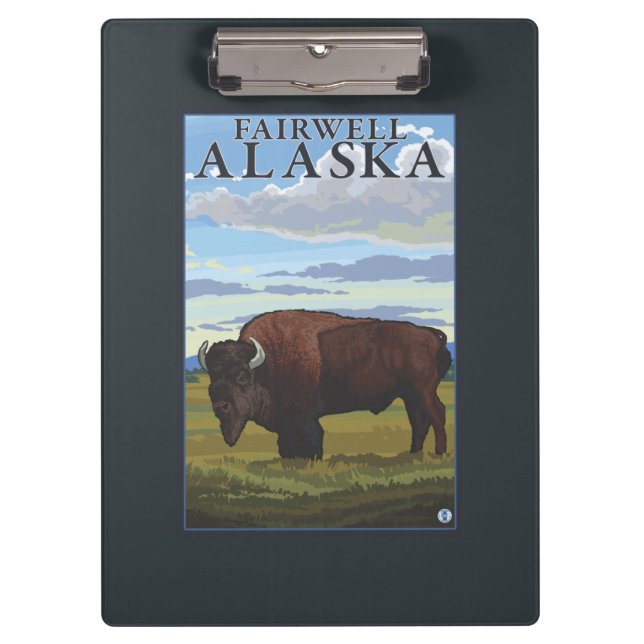 Bison-Szene - Fairwell, Alaska Klemmbrett (Vorderseite)
