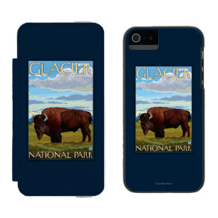 Bison-Szene - Glacier Nationalpark, M.Ü. Incipio Watson™ iPhone 5 Geldbörsen Hülle