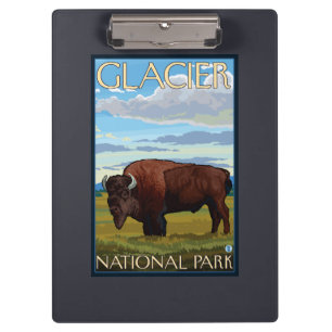 Bison-Szene - Glacier Nationalpark, M.Ü. Klemmbrett