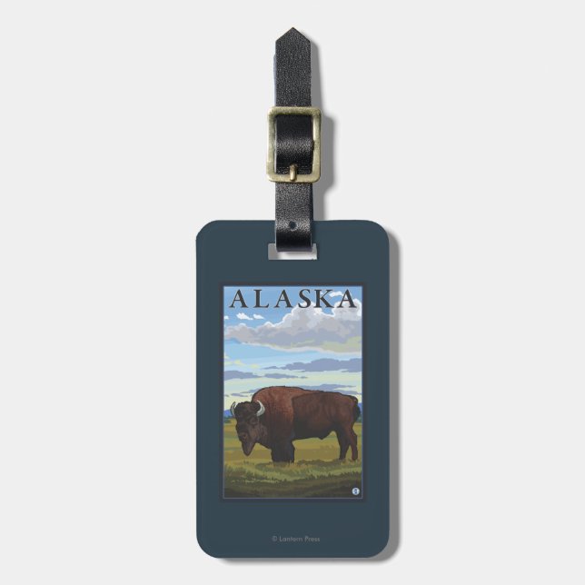 Bison-Szenen-Vintages Reise-Plakat Gepäckanhänger (Vorderseite vertikal)