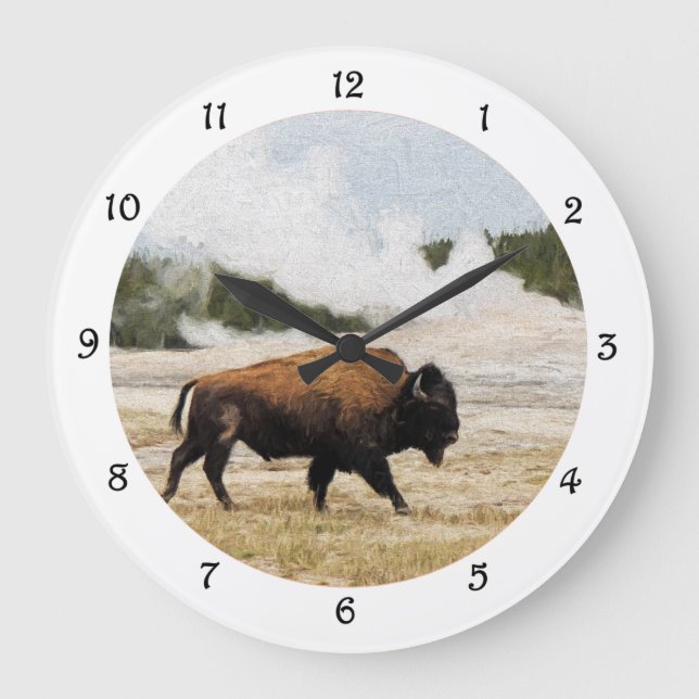 Bison und alte zuverlässige Wanduhr (Vorderseite)