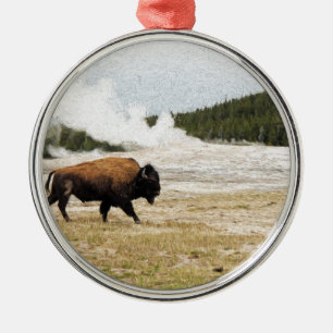Bison und altes zuverlässiges silbernes ornament