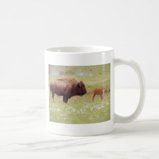 Bison und Kalb in Yellowstone Kaffeetasse