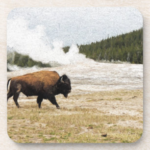 Bison und Old Faithful Getränkeuntersetzer