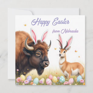 Bison und Pronghorn mit Kaninchenohren Feiertagskarte
