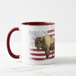 Bison US Buffalo American Flag USA Tasse