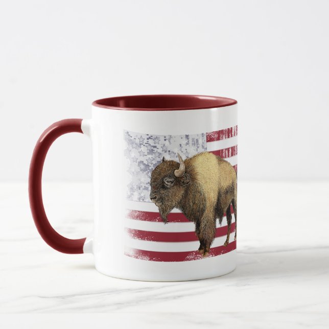 Bison US Buffalo American Flag USA Tasse (Links)