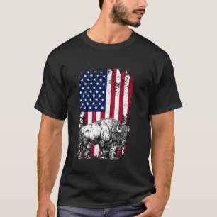 Bison US-Flagge - USA Amerikanische Flagge 4. Juli T-Shirt