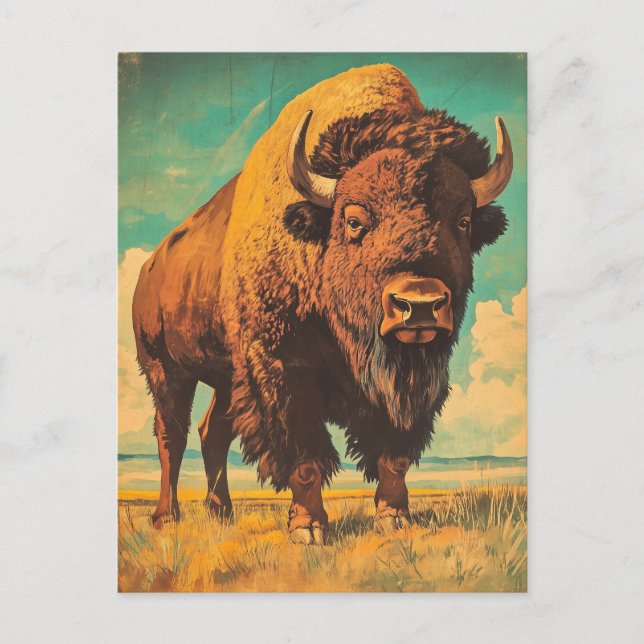 Bison Vintag Postkarte (Vorderseite)