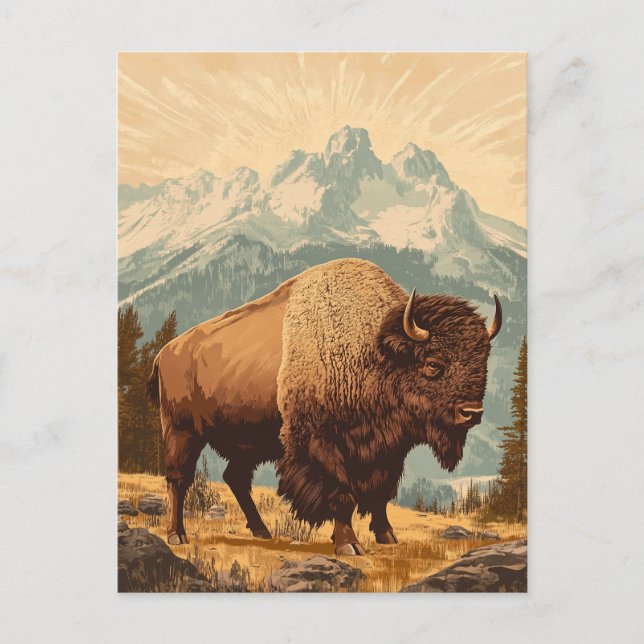 Bison Vintage  Postkarte (Vorderseite)