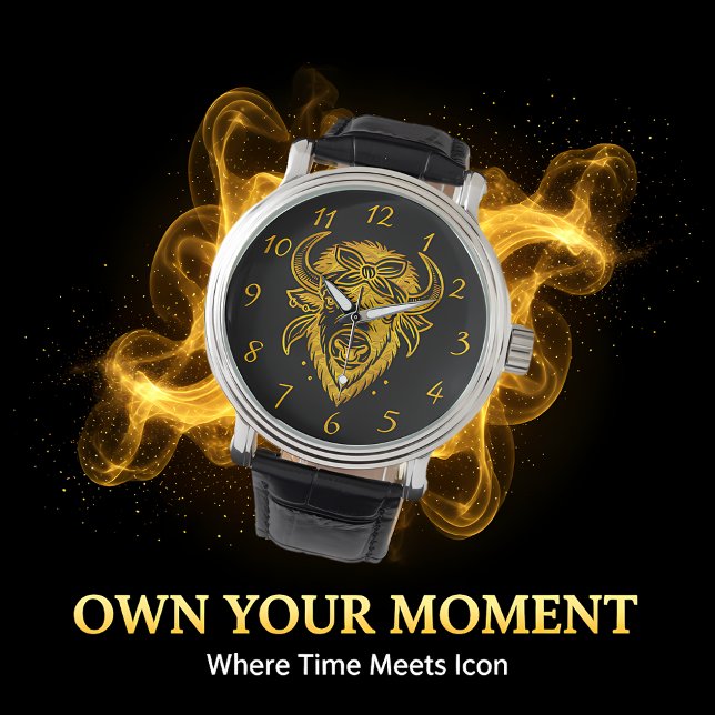 Bison with Bandana in Graphic Style Artwork Armbanduhr (Von Creator hochgeladen)