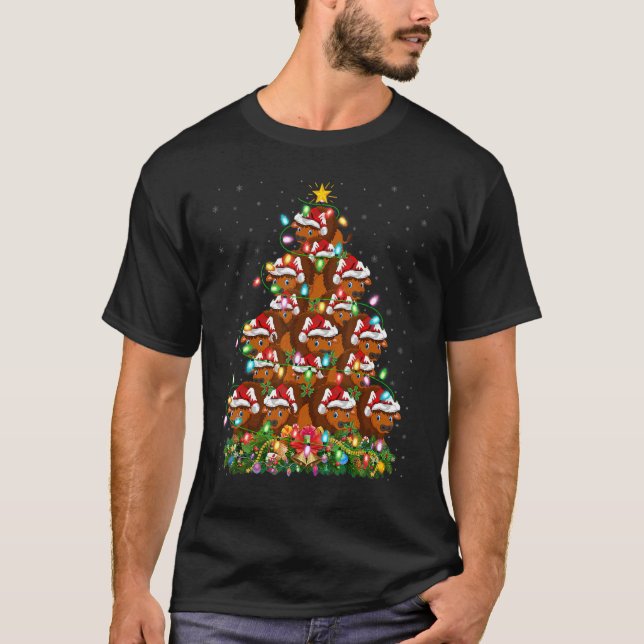 Bison   Xmas Lights Santa Bison Christmas Tree T-Shirt (Vorderseite)