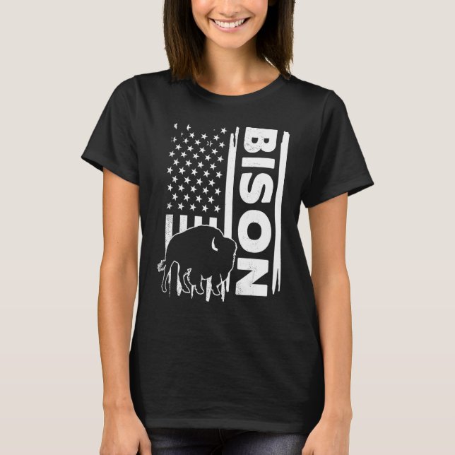 Bisonjagd US-Flagge Grafikkonzept T-Shirt (Vorderseite)