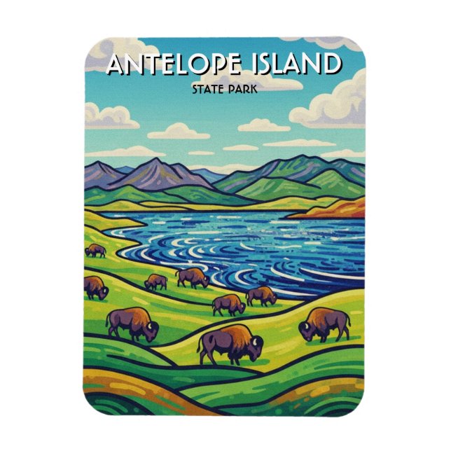 Bisons im Antelope Island State Park Utah Magnet (Vertikal)