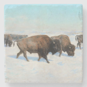 Bisons im Schnee (von Rosa Bonheur) Steinuntersetzer