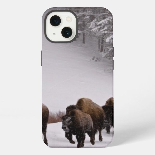 Bisons im Winter iPhone Hülle (Rückseite)