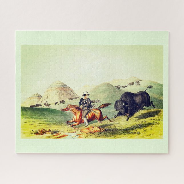 Bisons Jagdszene Puzzle (Horizontal)