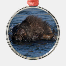 Bisonschwimmen Ornament Aus Metall