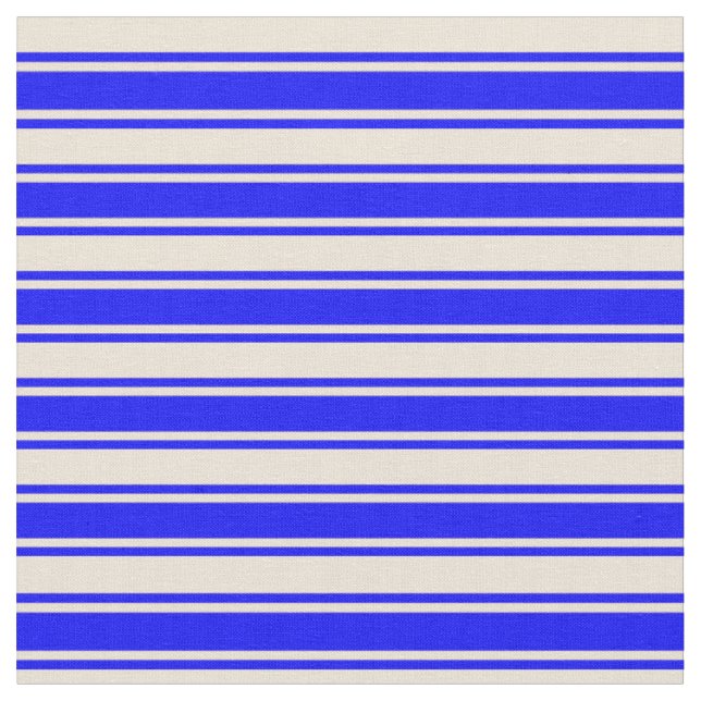 Bisque & Blue Colosed Lined Muster Stoff (Nahaufnahme)
