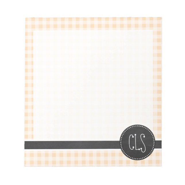 Bisque Color Gingham, Retro Chalkboard Notizblock (Vorderseite)