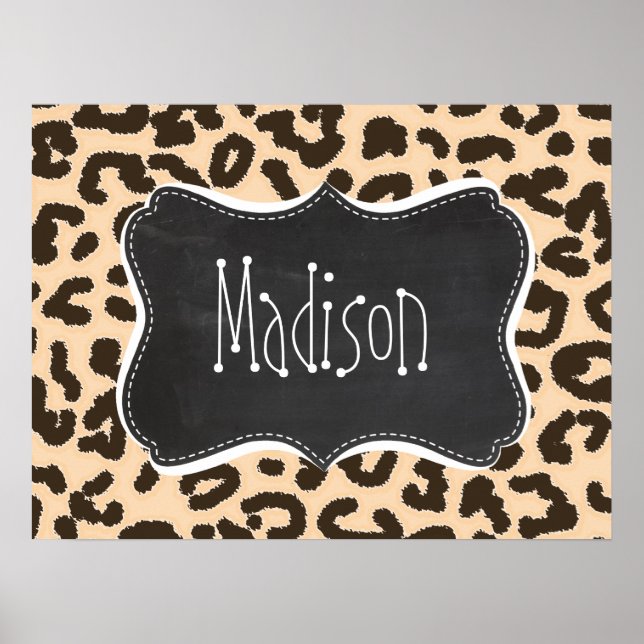 Bisque Color Leopard Print, Retro Chalkboard Poster (Vorne)