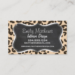 Bisque Color Leopard Print, Retro Chalkboard Visitenkarte