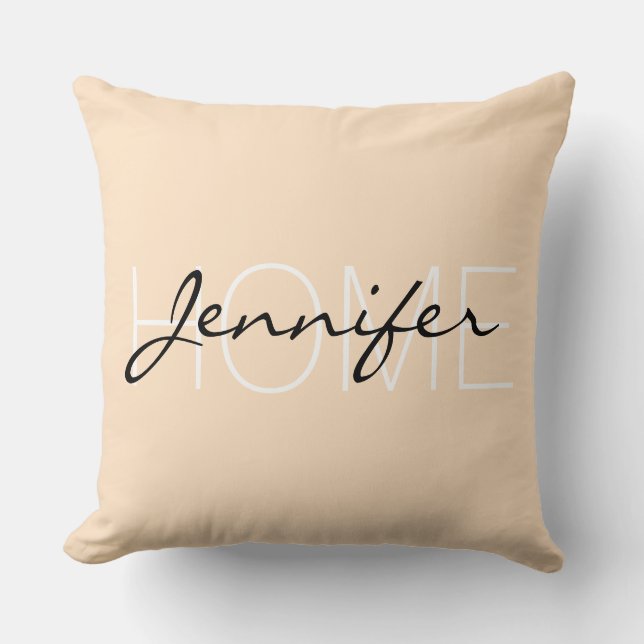 Bisque color Zuhause monogram Kissen (Vorderseite)