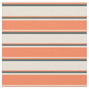 Bisque, Coral & Dark Slate Grau Lines Stoff