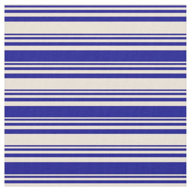 Bisque & Dark Blue Coloed Linde Muster Stoff (Nahaufnahme)