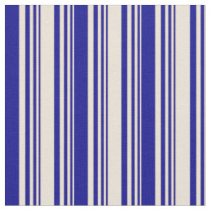 Bisque & Dark Blue Muster der Streifen Stoff