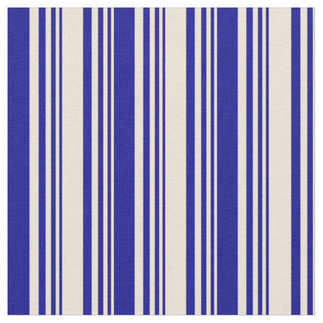 Bisque & Dark Blue Muster der Streifen Stoff (Nahaufnahme)