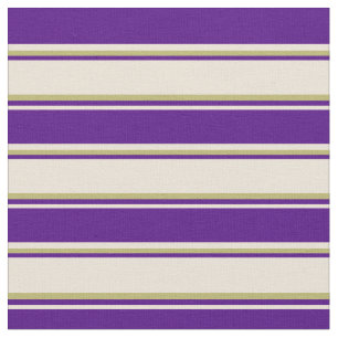 Bisque, Indigo & Dark Khaki Streifen Muster Stoff