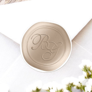 Bisque Script Double Monogram Wax Siegel Stickers