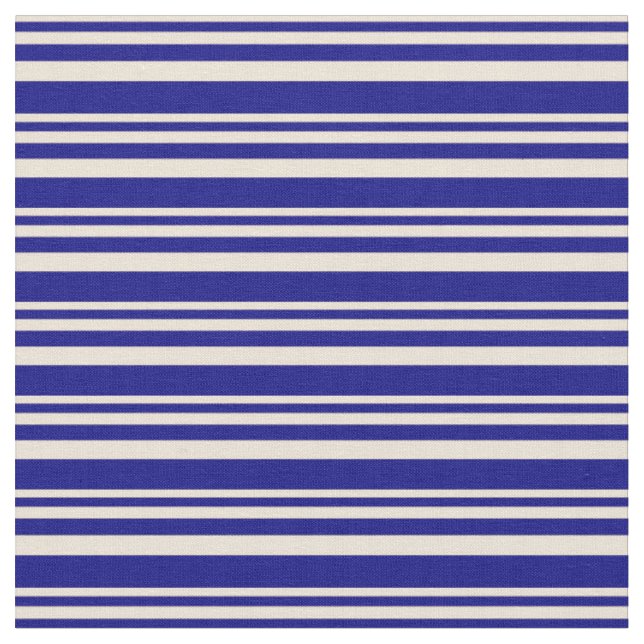 Bisque und blaue Streifen Stoff (Nahaufnahme)