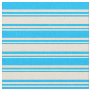 Bisque und Deep Sky Blue Stripes Stoff