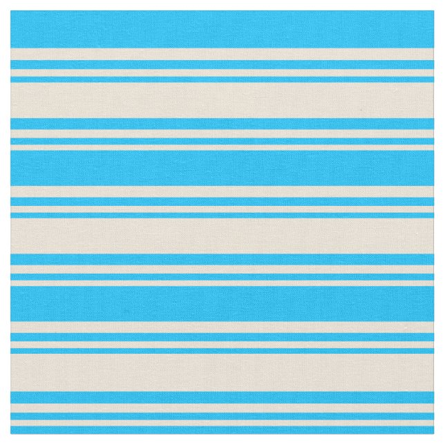 Bisque und Deep Sky Blue Stripes Stoff (Nahaufnahme)