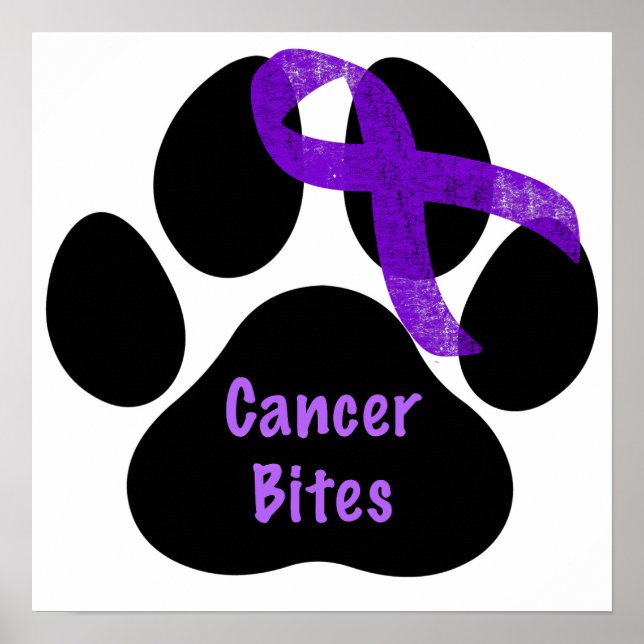 Biss Dog Paw Lila Ribbon-Lymphom-Krebs Poster (Vorne)