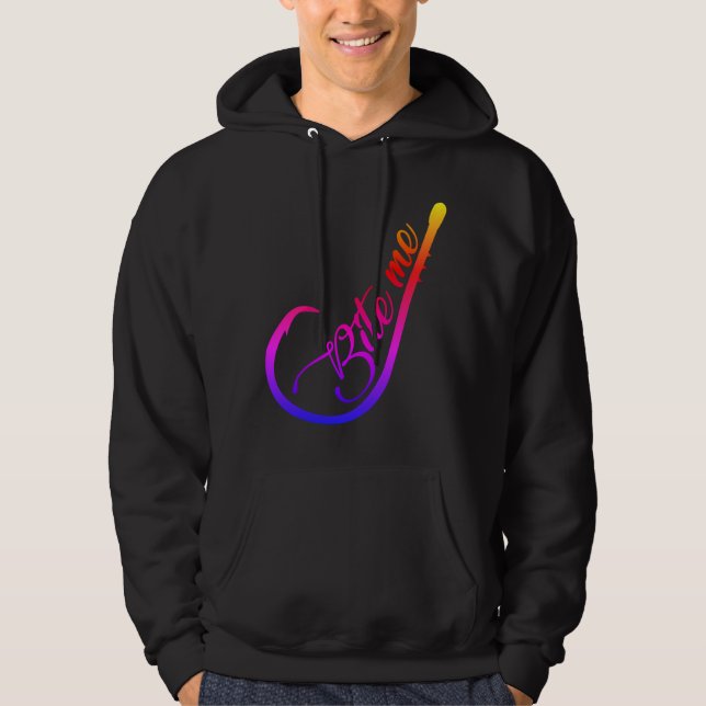 Biss mich! Funny Fishing Hook Hoodie (Vorderseite)