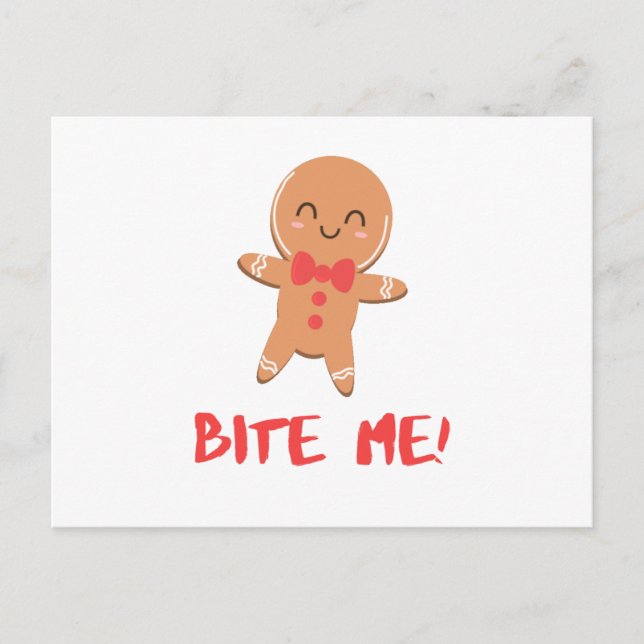 Biss mich! Gingerbread Man Postkarte (Vorderseite)