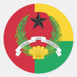Bissau-Guineische Flagge & Emblem, Guinea-Bissau Runder Aufkleber