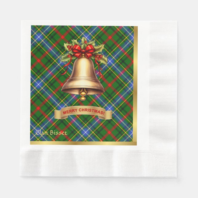 Bisset Personalisiert Tartan Christmas Serviette (Vorderseite)