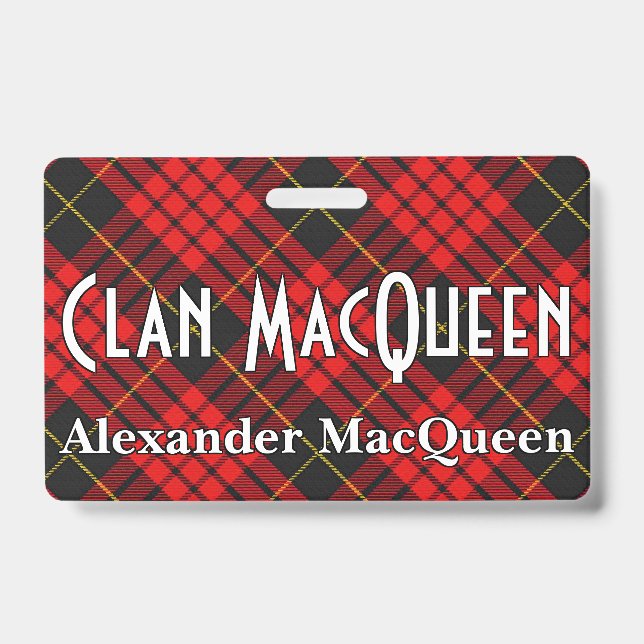 Bissiger Clan MacQueen Tartan Ausweis (Vorderseite)